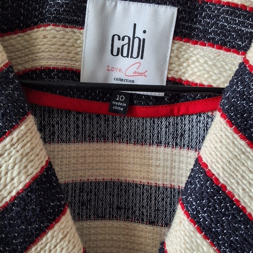 CAbi‎ 10 Striped Red White& Navy Cruise Blazer Love Carol Coastal Grandma Sailor - Picture 3 of 5